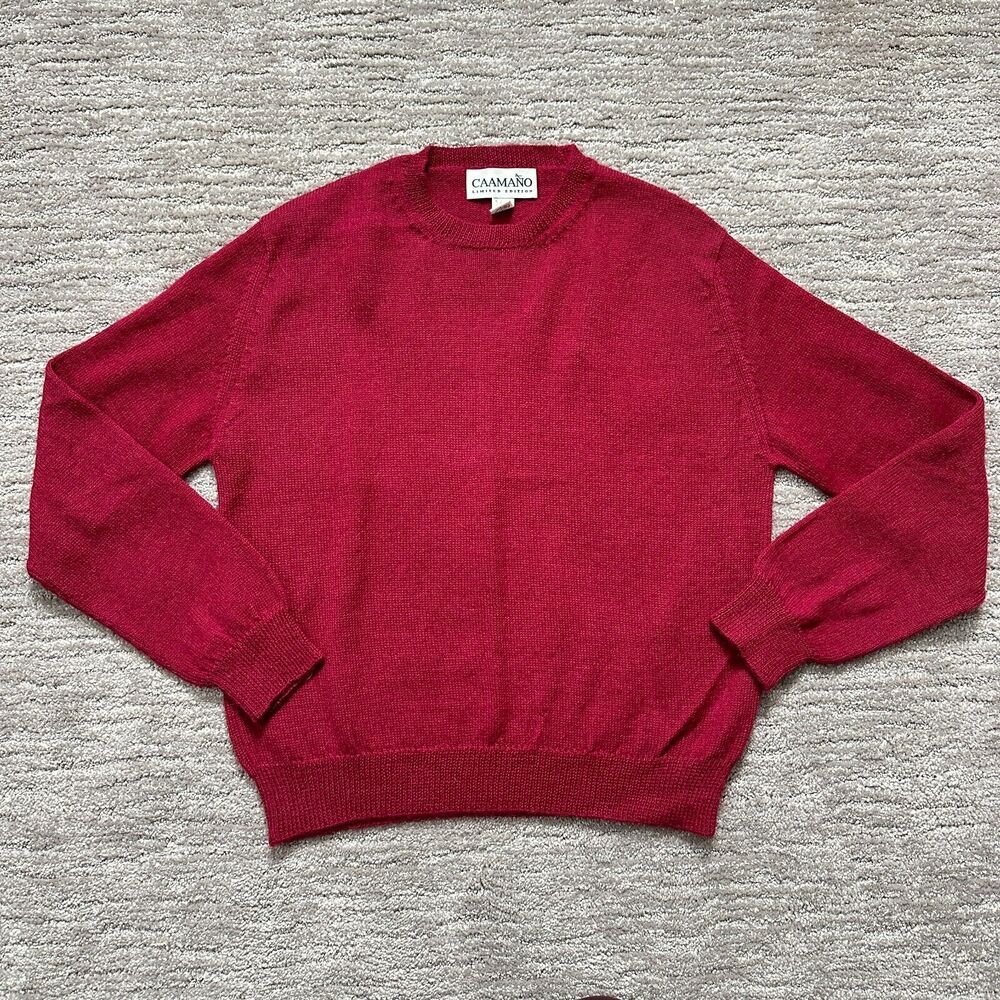 Caamano Sweater Womens Large Maroon Red Peru Alpaca Wool Cropped Limited Edition